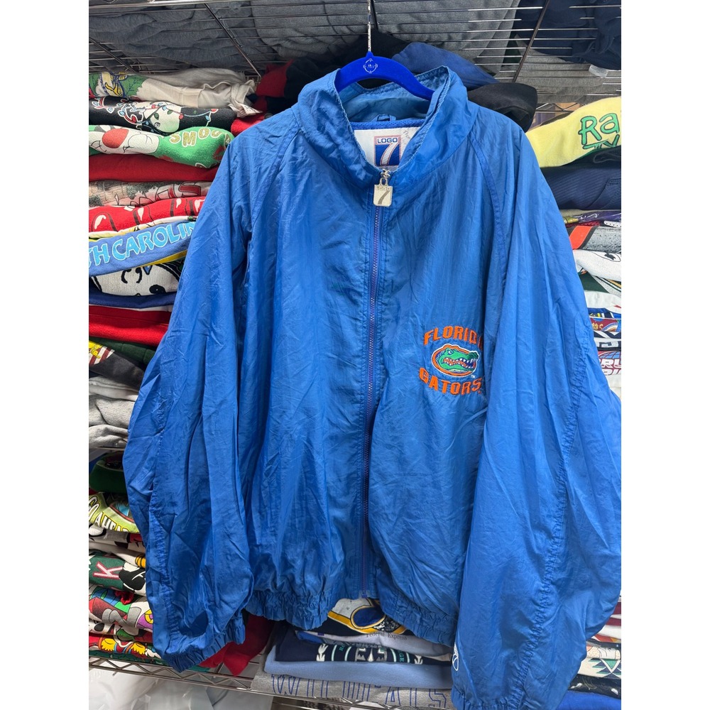 Vintage Logo 7 Florida Gators Windbreaker Jacket Mens XL Blue 90s Embroidered